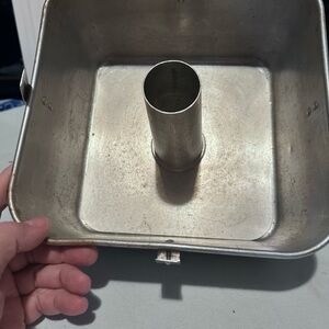 Vintage aluminum angel food cake pan with a central tube. - preloved